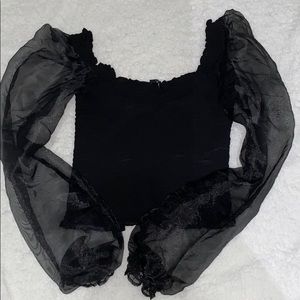 Black puff sleeve top